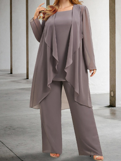 Chiffon Mother of the Bride Pantsuits with Jacket 2