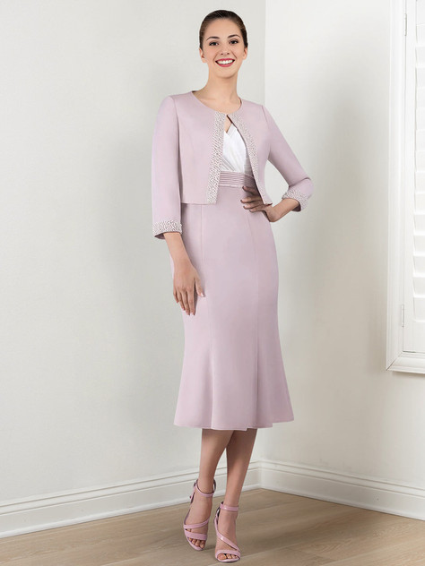 Sheath/Column Mother of the Bride Dresses with Jacket & Beading Sheath/Column Mother of the Bride Dresses with Jacket & Beading