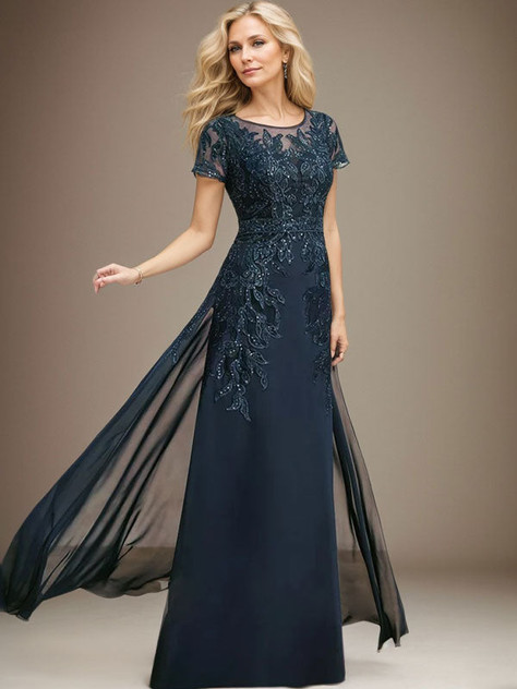 Sheath/Column Scoop Illusion Floor-Length Lace Chiffon Mother of the Bride Dress With Sequins Sheath/Column Scoop Illusion Floor-Length Lace Chiffon Mother of the Bride Dress With Sequins