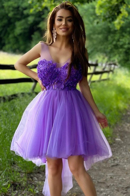 A-line Illusion Neck Tulle Homecoming Dress A-line Illusion Neck Tulle Homecoming Dress