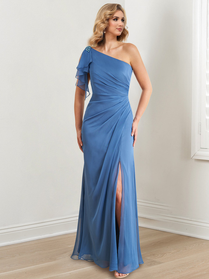Sheath/Column One-Shoulder Floor-Length Mother of the Bride Dresses 2