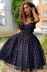 A-Line Beaded Tulle Homecoming Dress with Flowers