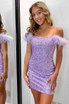 Bodycon Sequins Homecoming Dress with Feathers