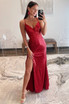 Sequin Plunge V Backless Mermaid Maxi Dress with Slit