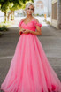 Off the shoulder Coral Long Prom Dress
