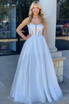 Square Neck White Sequin A-Line Prom Dress