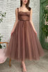 Simple A-line Tea Length Tulle Short Prom Dress Homecoming Dress