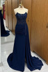 Lace Beaded Strapless Long Formal Dress with Attached Train