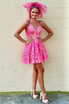 Sparkle Hot Pink Sequin Lace A-Line Short Homecoming Dress
