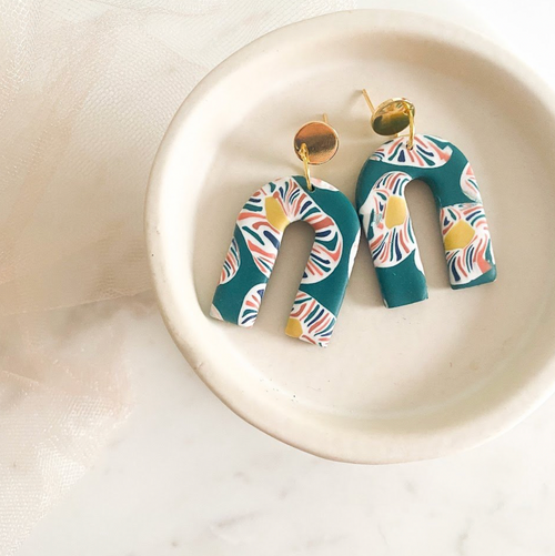 Polymer Clay Earrings | The Ezrah- Multicolor Retro Flower