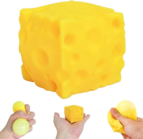 Small Mini Cheese Squishy, Tiny Quick-Rising Food Squeeze Cube, Sensory Squishies for Adults Yellow Soft Novelty Party Favors (2 Inch)