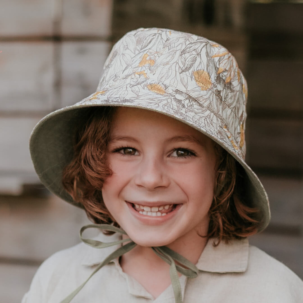 bedhead hats 'Explorer' Kids Reversible Classic Bucket Hat - Mallee / Moss