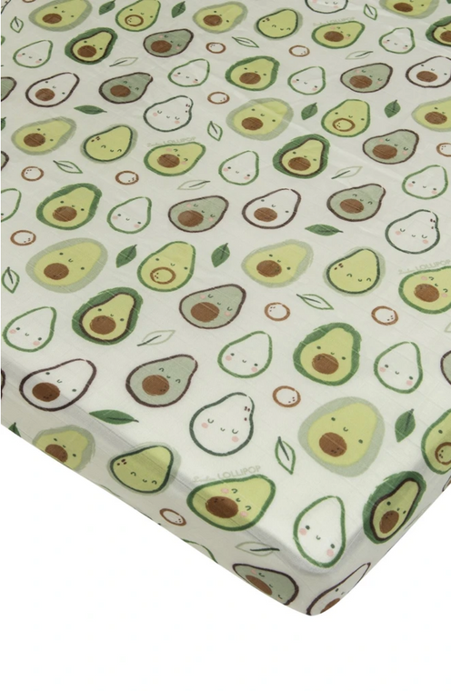 Loulou LOLLIPOP Fitted Muslin Cot Sheet - Avocado