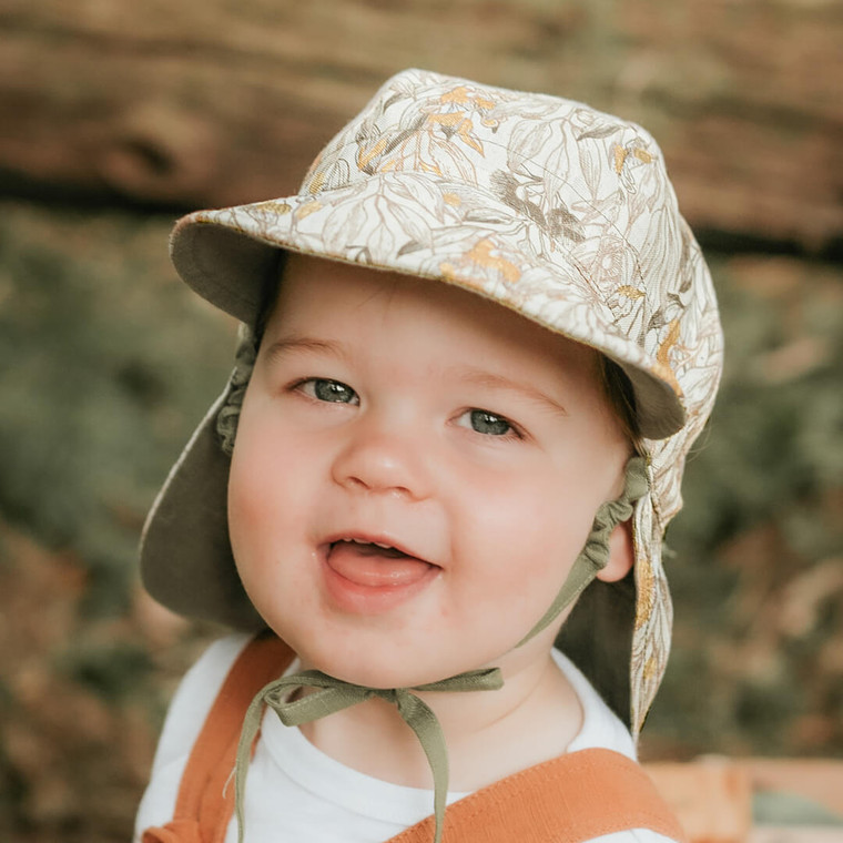bedhead hats 'Lounger' Baby Reversible Flap Sun Hat - Mallee / Moss