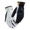 BLAKLADER 2802 AllroundWork Glove Dark Navy / White in Goatskin Leather Polyester – product display image; Application All Round Work, Gender Unisex, Holster Pockets false, Features Precision glove; Unlined; Good fingertip sensitivity; Open cuff