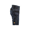BLAKLADER 7992 Craftsman Slim Fit Short Navy Blue / Black (Women) in Stretch CORDURA Denim with Holster Pockets (Stretch panels; CORDURA® reinforced tool pockets) – side view; Holster Pockets true, Kneepad Pockets false