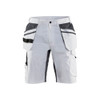 BLAKLADER 1099 Painters Relaxed Fit Short White / Dark Grey (Men) in PolyCotton Ripstop 250 gsm with Holster Pockets (Stretch panels; CORDURA® reinforced tool pockets; Loose fit) – product display image; Holster Pockets true, Kneepad Pockets false