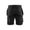 BLAKLADER 1598 Craftsman Regular Fit Short Black (Men) in Durable PolyCotton Twill 300 gsm with Holster Pockets (Stretch panels; Reflective details; Tool pockets) – front view; Holster Pockets true, Kneepad Pockets false