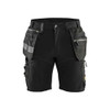 BLAKLADER 1598 Craftsman Regular Fit Short Black (Men) in Durable PolyCotton Twill with Holster Pockets (Stretch panels; Reflective details; Tool pockets) – product display image; Holster Pockets true, Kneepad Pockets false