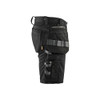 BLAKLADER 1598 Craftsman Regular Fit Short Black (Men) in Durable PolyCotton Twill with Holster Pockets (Stretch panels; Reflective details; Tool pockets) – side view; Holster Pockets true, Kneepad Pockets false