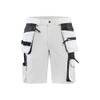 BLAKLADER 1088 Painters Slim Fit Short White / Dark Grey (Men) in 4-Way Stretch Polyamide Double Weave with Holster Pockets (4-way stretch; Extra wide tool pockets; Reinforced pockets; Reflective details) – product display image; Holster Pockets tru…