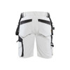 BLAKLADER 1088 Painters Slim Fit Short White / Dark Grey (Men) in 4-Way Stretch Polyamide Double Weave with Holster Pockets (4-way stretch; Extra wide tool pockets; Reinforced pockets; Reflective details) – front view; Holster Pockets true, Kneepad…