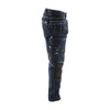 BLAKLADER 1990 Craftsman Regular Fit Trouser Navy Blue / Black (Men) in Stretch CORDURA Denim with Holster Pockets and Kneepad Pockets – side view; Holster Pockets true, Features CORDURA® reinforced tool pockets; CORDURA® stretch reinforced knee pad…