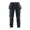 BLAKLADER 1990 Craftsman Trouser Navy Blue / Black (Men) in Stretch CORDURA Denim with Holster Pockets and Kneepad Pockets – product display image; Holster Pockets true, Stretch false