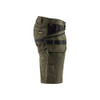 BLAKLADER 1494 Service Relaxed Fit Short Dark Olive Green / Black (Men) in PolyCotton Ripstop 250 gsm with Holster Pockets (CORDURA® reinforced tool pockets; Raised waist at the back; Loose fit) – side view; Holster Pockets true, Kneepad Pockets fal…