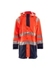 BLAKLADER Rain Jacket | 4324 High Vis Orange / Navy Blue Long Length Rain Jacket with Reflective Tape Polyester Waterproof