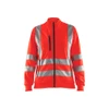 BLAKLADER 3308 High Vis Sweater Hi-Vis Red (Women) in Polyester Jersey – product display image; Application Craftsman, Holster Pockets false, Features Soft, brushed inner; Wide reflectors