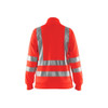 BLAKLADER 3308 High Vis Sweater Hi-Vis Red (Women) in Polyester Jersey – front view; Application Craftsman, Holster Pockets false, Features Soft, brushed inner; Wide reflectors