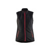 BLAKLADER 3851 Winter Waistcoat Black / Red (Women) in Ripstop Softshell Fleece (2-layer softshell; Stretch panels; Water repellent; Ripstop) – product display image; Holster Pockets false, Stretch true