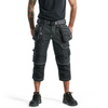 BLAKLADER Shorts | 1991 Mens Craftsman Black Shorts with Kneepad Pockets Holster Pockets Denim with Stretch