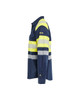 BLAKLADER Durable Poly/Cotton Blend Navy Blue  Shirt , featuring reflective tape and multiple safety certifications, it's perfect for high-risk work environments.