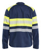 Discover the BLAKLADER 3229 Navy Blue Anti-Flame Multinorm Long Sleeve Shirt, crafted from a durable poly/cotton blend.