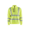 BLAKLADER 3564 High Vis Fleece Sweater Hi-Vis Yellow (Men) in Pique Fleece – product display image; Application Craftsman, Holster Pockets false, Features Soft, brushed inner; Wide reflectors