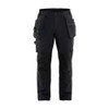 BLAKLADER 1720 Craftsman Regular Fit Trouser Black (Men) in 4-Way Stretch Polyamide Double Weave with Holster Pockets and Kneepad Pockets – product display image; Holster Pockets true, Features 4-way stretch; Detachable tool pockets; CORDURA® stretc…