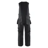 BLAKLADER 2650 Craftsman Sleeveless Overall Black (Men) in Durable PolyCotton Twill with Holster Pockets and Kneepad Pockets – front view; Holster Pockets true, Features Stretch panels; CORDURA® reinforced knee pad pockets; Tool pockets