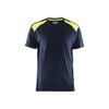 BLAKLADER 3379 High Vis T-Shirt Dark Navy Blue / Hi-Vis Yellow (Men) in Cotton Single Jersey 150 gsm – product display image; Application Short Sleeve, Holster Pockets false, Features 100% cotton