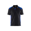 BLAKLADER 3324 Short Sleeve Polo Shirt Black / Cornflower Blue (Men) in PolyCotton Pique Knit 220 gsm – product display image; Holster Pockets false