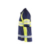 BLAKLADER 3338 High Vis Polo Shirt Navy Blue / Hi-Vis Yellow (Men) in UV-Protective Wicking Polyester Pique – alternate side view; Application Short Sleeve, Holster Pockets false, Features Moisture wicking; Hi-vis panels; UV protected; Wide reflecto…