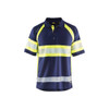 BLAKLADER 3338 High Vis Polo Shirt Navy Blue / Hi-Vis Yellow (Men) in UV-Protective Wicking Polyester Pique – product display image; Application Short Sleeve, Holster Pockets false, Features Moisture wicking; Hi-vis panels; UV protected; Wide reflec…