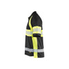 BLAKLADER 3338 High Vis Polo Shirt Black / Hi-Vis Yellow (Men) in UV-Protective Wicking Polyester Pique – alternate side view; Application Short Sleeve, Holster Pockets false, Features Moisture wicking; Hi-vis panels; UV protected; Wide reflectors