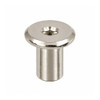 RAMPA RFL Cap Nut 9mm M6 18mm Steel Nickel Plated – front view; 9 diameter, Hex 5 mm, Head Type Flat Head, Application Furniture joints and visible connections