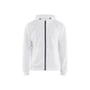 BLAKLADER 3363 Painters Fleece Sweater White / Dark Grey (Men) in Polyester Pique Fleece – product display image; Holster Pockets false, Features Soft, brushed inner; Kangaroo pocket