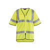 BLAKLADER 3034 Flame Resistant Waistcoat Hi-Vis Yellow (Men) in Flame Resistant (Flame resistant material; Antistatic quality; Extended back) – product display image; Application Craftsman, Holster Pockets false