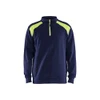 BLAKLADER 3353 High Vis Sweater Navy Blue / Hi-Vis Yellow (Men) in Cotton French Terry 320 gsm – product display image; Application Craftsman, Holster Pockets false, Features 100% cotton; Hi-vis panels