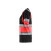 BLAKLADER 3410 High Vis T-Shirt Black / Hi-Vis Red (Women) in Midweight Cotton Single Jersey – alternate side view; Application Short Sleeve, Holster Pockets false, Features Moisture wicking; Hi-vis panels; Wide reflectors