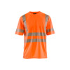 BLAKLADER 3420 High Vis T-Shirt Orange (Men) in UV-Protective Moisture-Wicking Polyester Birdseye Knit – product display image; Application Craftsman, Holster Pockets false, Features Functional knitted; Moisture wicking; UV protected; Wide reflectors
